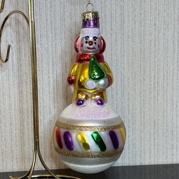 Vintage Christmas Clown Ornament Peschka Old World Circus Bozo Blown Glass - Picture 1 of 7
